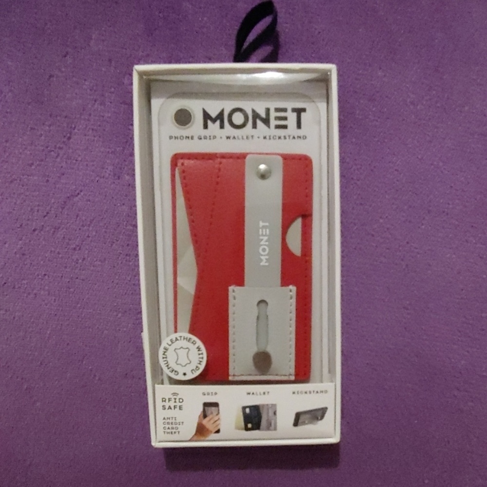 Red Leather Monet Phone Wallet